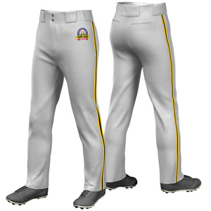 Custom Gray Gold Black-Gold Classic Fit Stretch Practice Loose-fit Baseball Pants