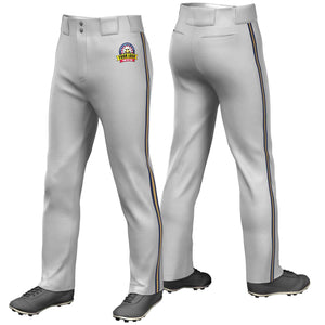 Custom Gray Navy Old Gold-Navy Classic Fit Stretch Practice Loose-fit Baseball Pants