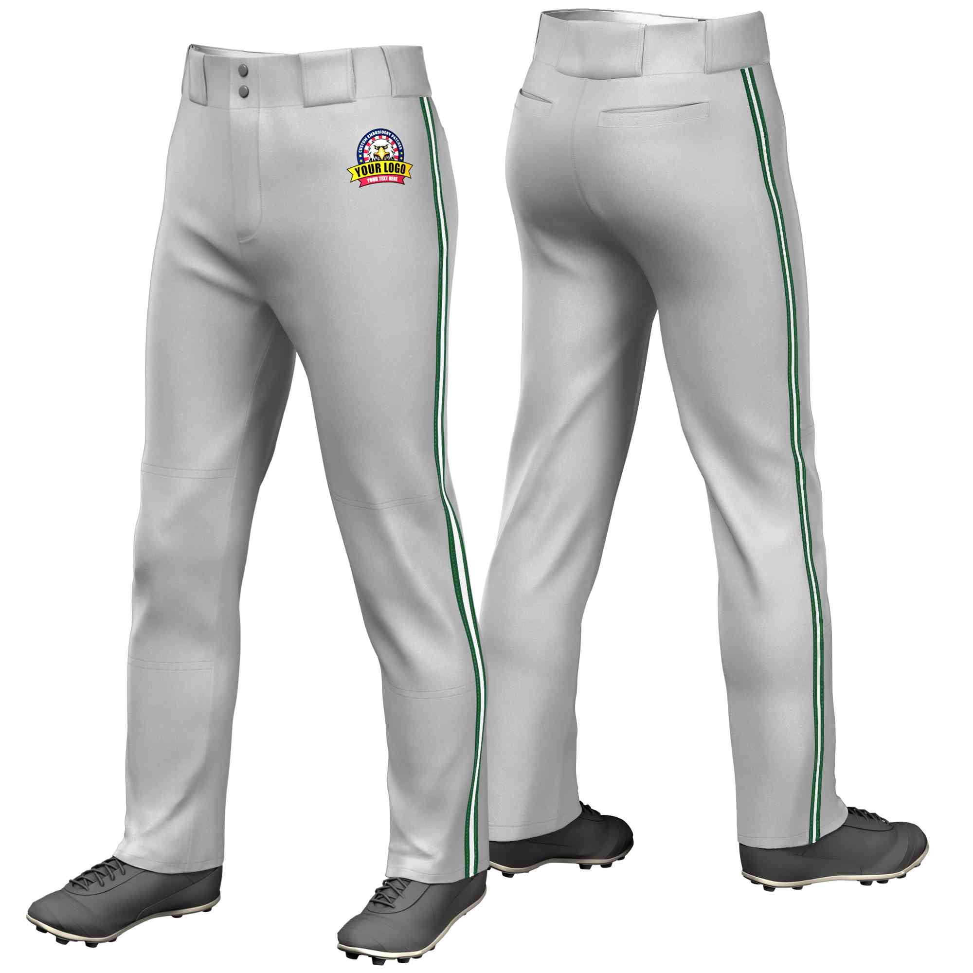 Pantalon de baseball coupe ample, personnalisé, gris, vert, blanc-vert, coupe classique, extensible