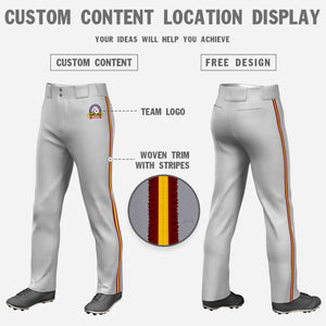 Custom Gray Crimson Gold-Crimson Classic Fit Stretch Practice Loose-fit Baseball Pants