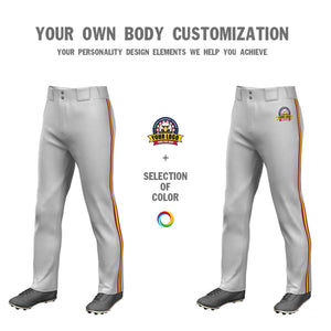 Custom Gray Crimson Gold-Crimson Classic Fit Stretch Practice Loose-fit Baseball Pants