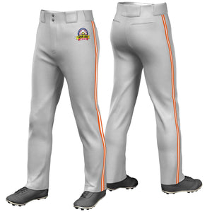 Pantalon de baseball coupe ample, coupe classique, extensible, personnalisé, gris, orange, blanc-orange