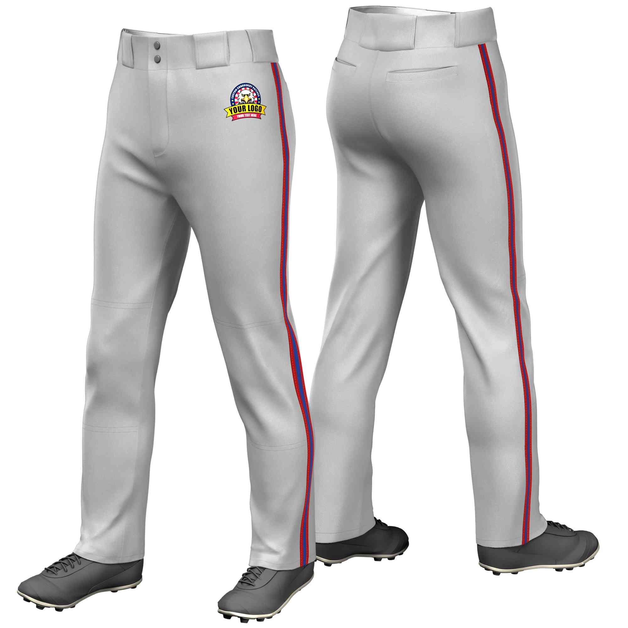 Pantalon de baseball coupe ample, coupe classique, gris, rouge, royal-rouge, personnalisé