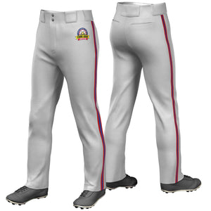 Custom Gray Red Royal-Red Classic Fit Stretch Practice Loose-fit Baseball Pants