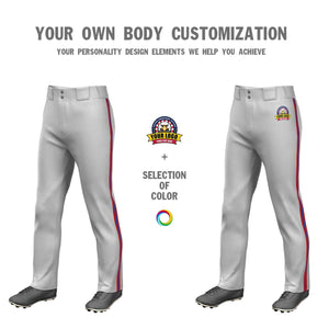 Custom Gray Red Royal-Red Classic Fit Stretch Practice Loose-fit Baseball Pants