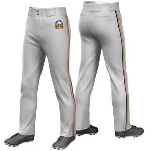 Custom Gray Orange Light Blue-Black Classic Fit Stretch Practice Loose-fit Baseball Pants