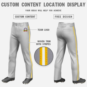 Custom Gray Gold White-Gold Classic Fit Stretch Practice Loose-fit Baseball Pants