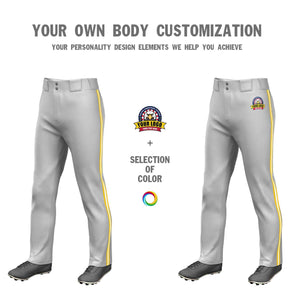 Custom Gray Gold White-Gold Classic Fit Stretch Practice Loose-fit Baseball Pants