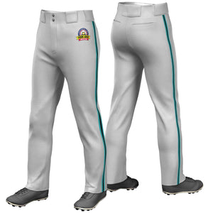 Custom Gray Aqua Black-Aqua Classic Fit Stretch Practice Loose-fit Baseball Pants