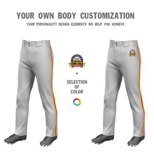 Custom Gray Yellow Red-Yellow Classic Fit Stretch Practice Loose-fit Baseball Pants