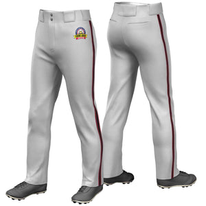 Custom Gray Crimson Black-Crimson Classic Fit Stretch Practice Loose-fit Baseball Pants