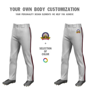 Custom Gray Crimson Black-Crimson Classic Fit Stretch Practice Loose-fit Baseball Pants