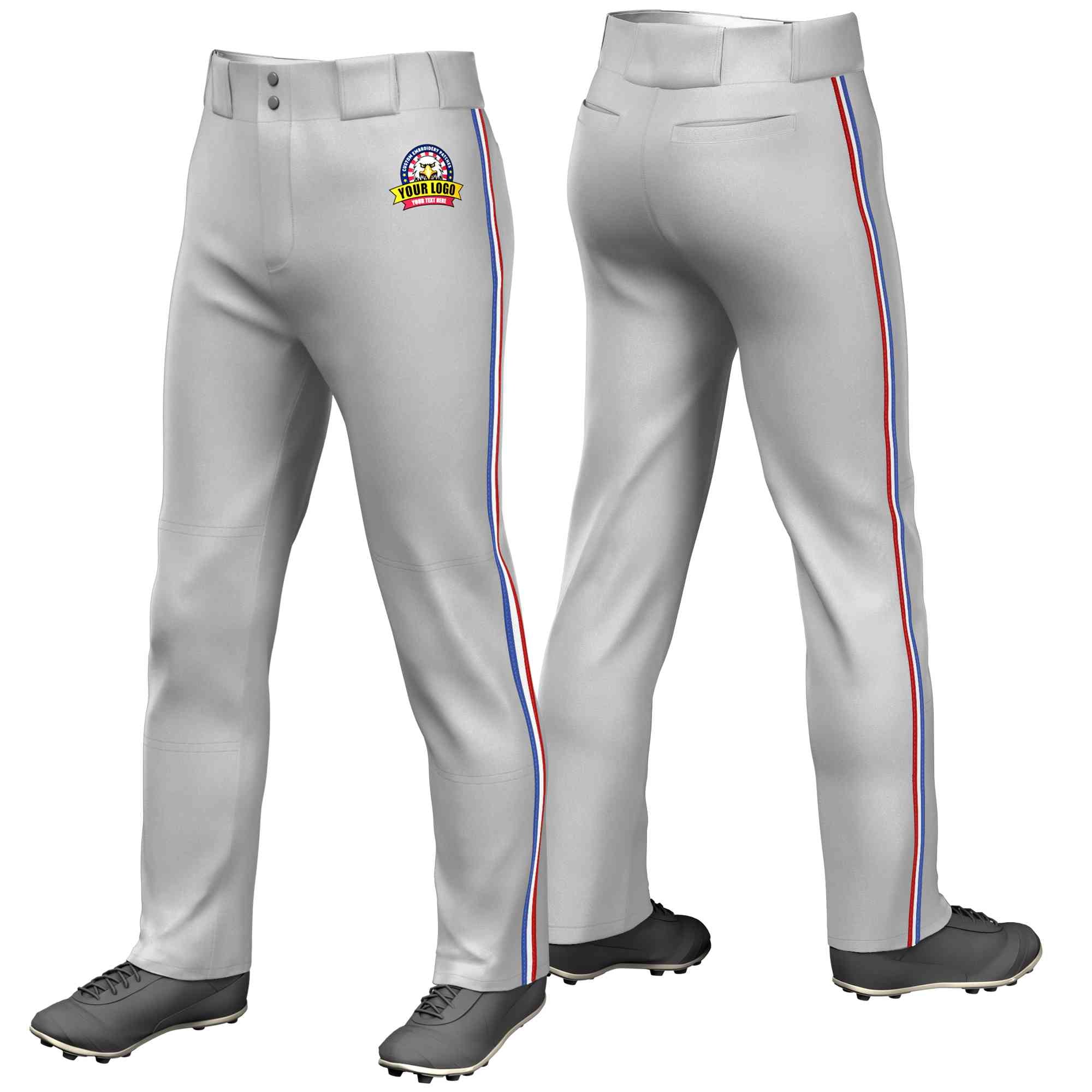 Pantalon de baseball coupe ample, coupe classique, gris Royal, blanc-rouge, personnalisé