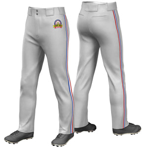 Custom Gray Royal White-Red Classic Fit Stretch Practice Loose-fit Baseball Pants