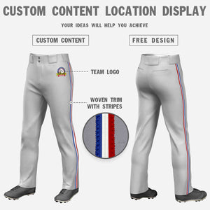 Custom Gray Royal White-Red Classic Fit Stretch Practice Loose-fit Baseball Pants