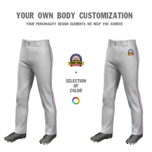 Custom Gray Royal White-Red Classic Fit Stretch Practice Loose-fit Baseball Pants