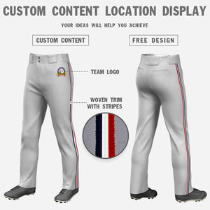 Pantalon de baseball coupe ample, coupe classique, extensible, personnalisé, gris, marine, blanc-rouge