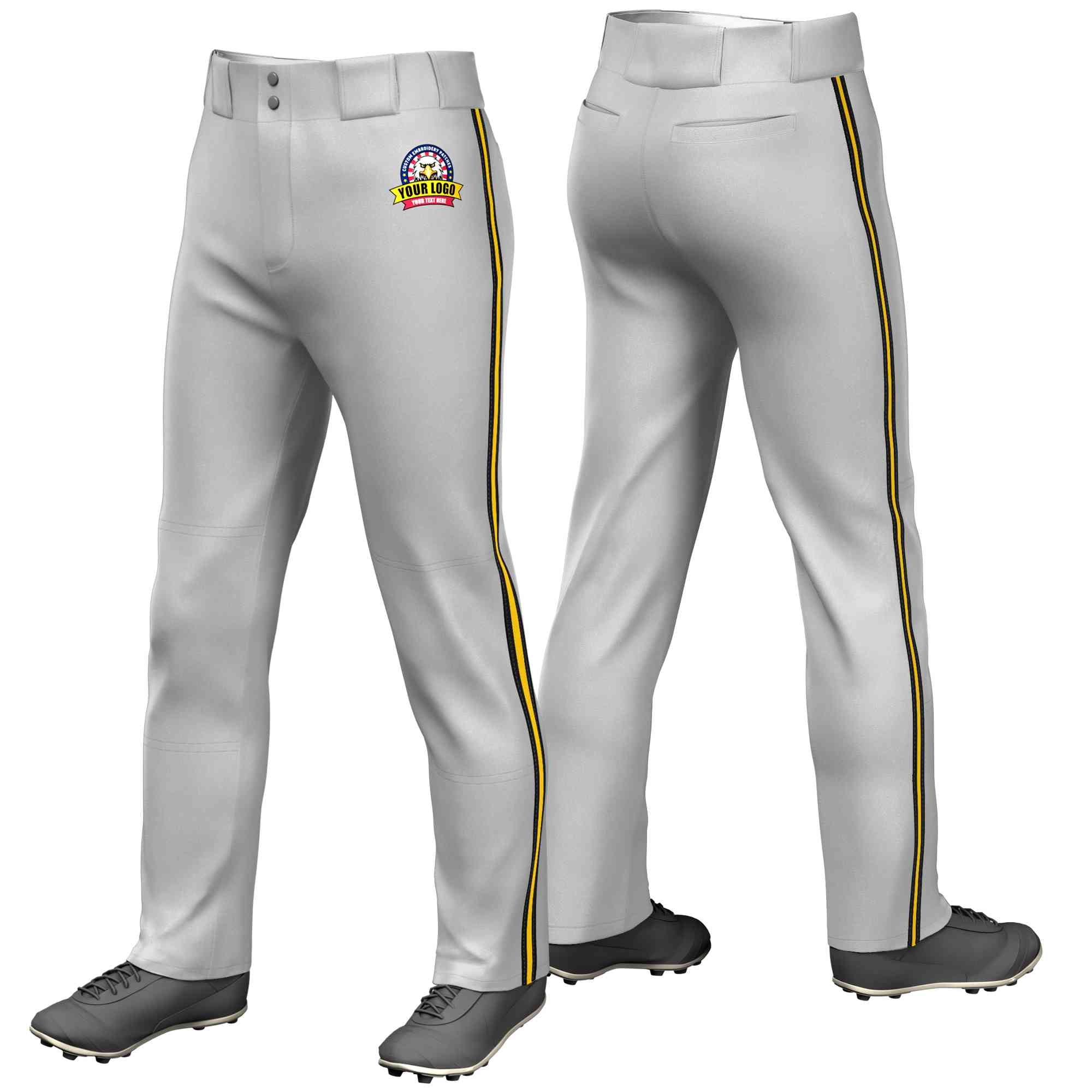 Pantalon de baseball coupe ample, personnalisé, gris, noir, or-noir, coupe classique, extensible