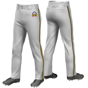 Custom Gray Black Gold-Black Classic Fit Stretch Practice Loose-fit Baseball Pants