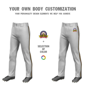 Custom Gray Black Old Gold-Black Classic Fit Stretch Practice Loose-fit Baseball Pants