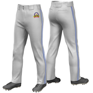 Custom Gray Royal White-Royal Classic Fit Stretch Practice Loose-fit Baseball Pants