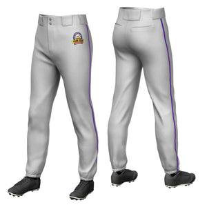 Pantalon de baseball pull-up extensible, coupe classique, personnalisé, gris, violet