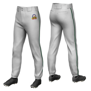 Custom Gray Green Classic Fit Stretch Practice Pull-up Baseball Pants