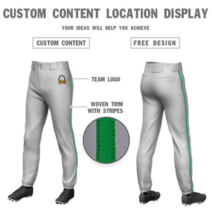 Pantalon de baseball pull-up extensible, coupe classique, personnalisé, gris, vert Kelly