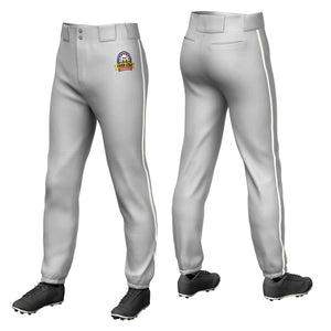 Custom Gray Cream Classic Fit Stretch Practice Pull-up Baseball Pants