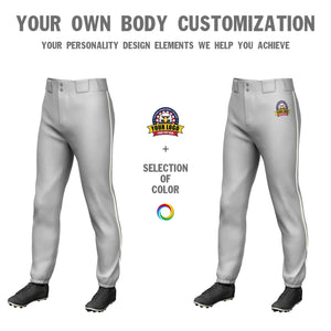 Custom Gray Cream Classic Fit Stretch Practice Pull-up Baseball Pants