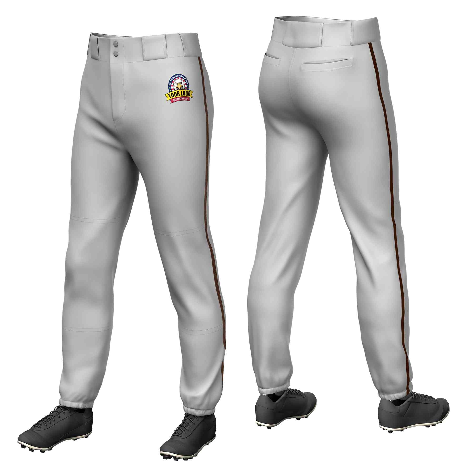 Pantalon de baseball pull-up extensible coupe classique gris marron personnalisé