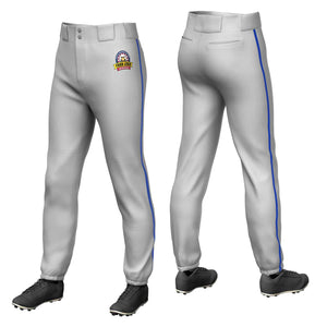 Custom Gray Royal Classic Fit Stretch Practice Pull-up Baseball Pants