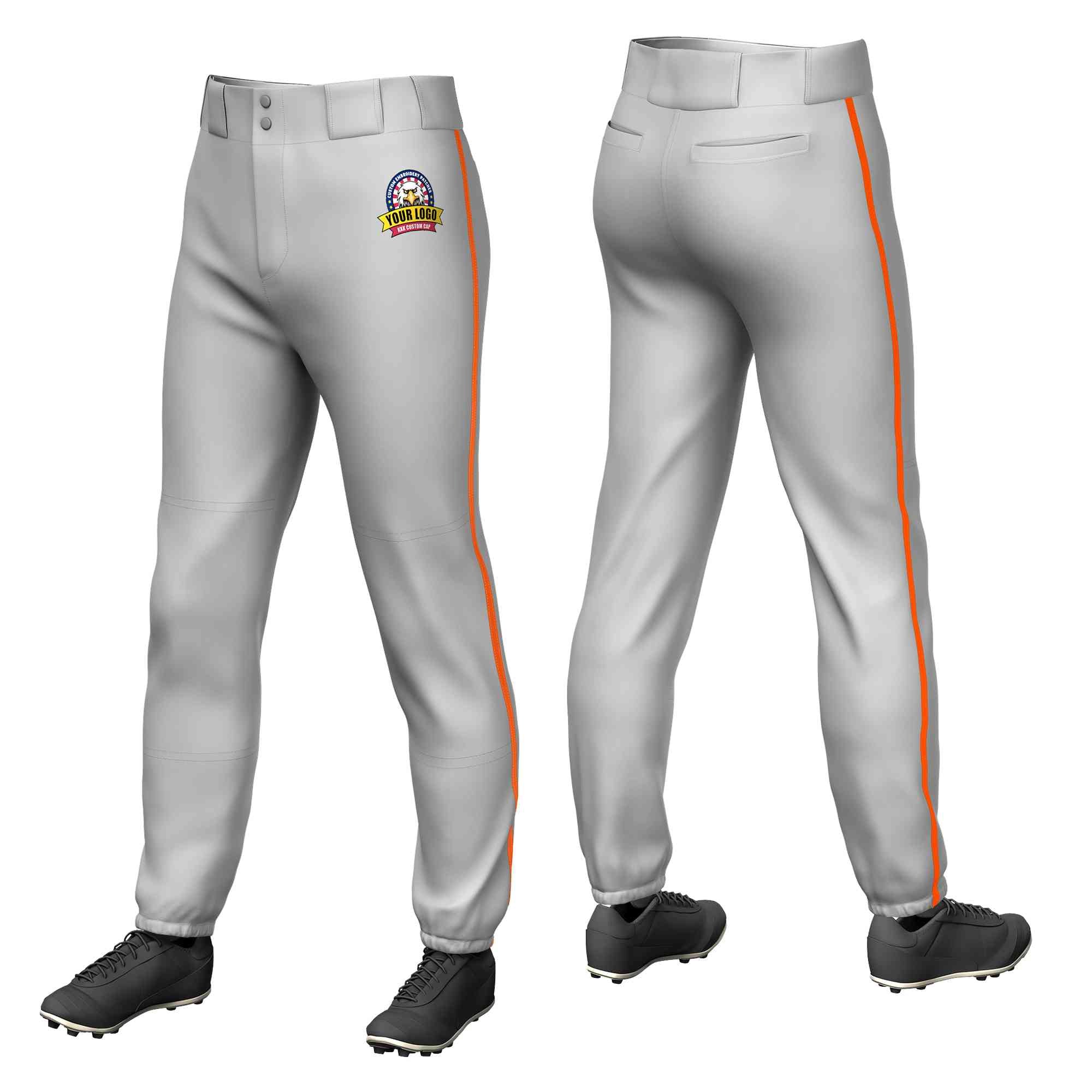 Pantalon de baseball pull-up extensible coupe classique gris orange personnalisé