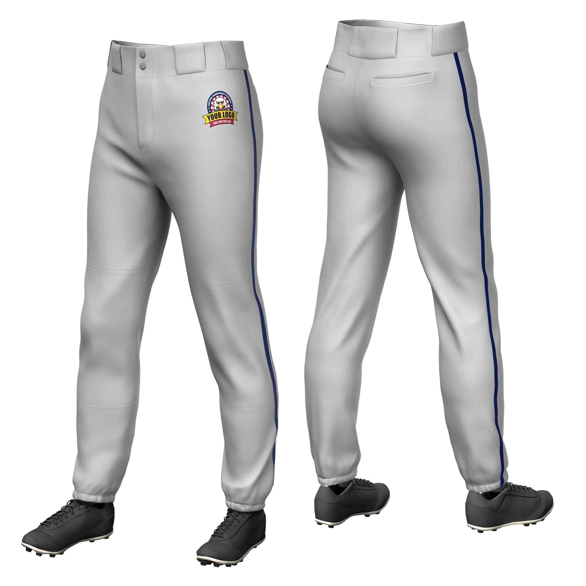 Pantalon de baseball pull-up extensible coupe classique gris marine personnalisé