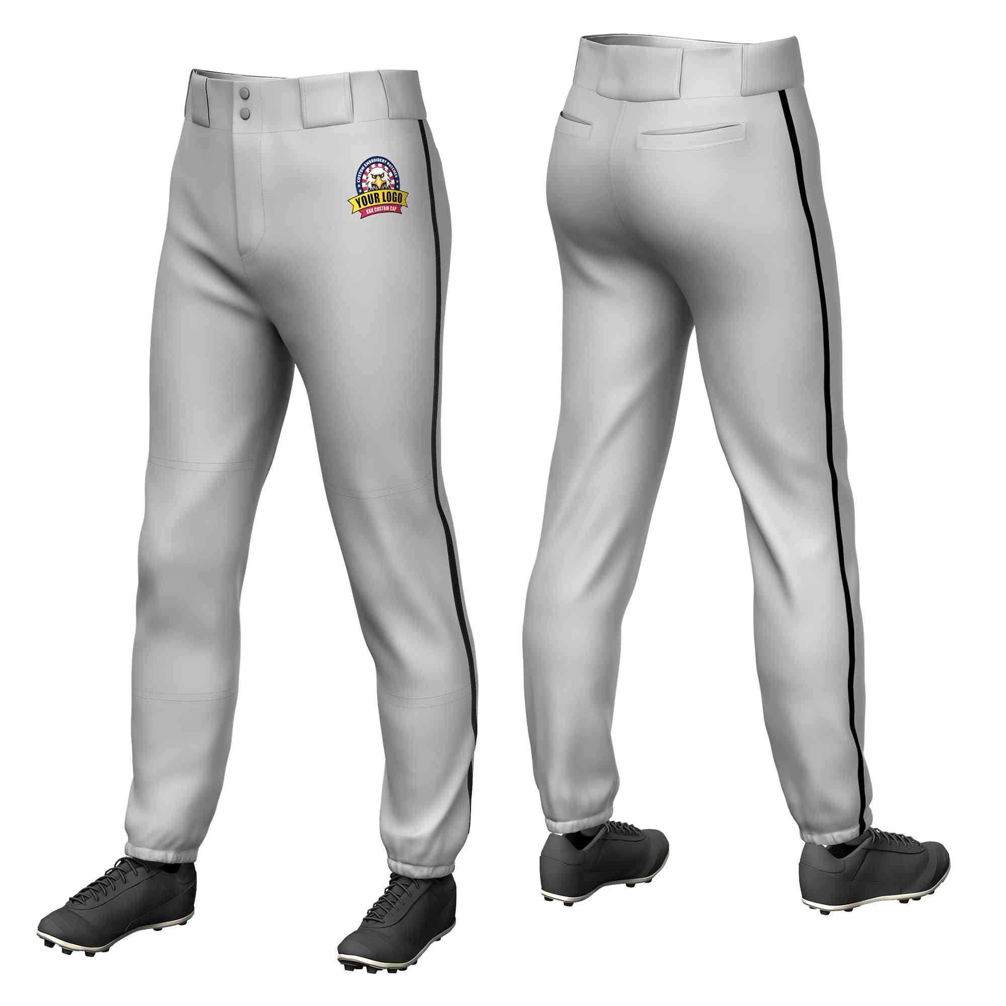 Pantalon de baseball pull-up extensible, coupe classique, gris, noir, personnalisé