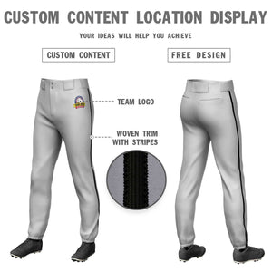 Pantalon de baseball pull-up extensible, coupe classique, gris, noir, personnalisé