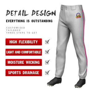 Pantalon de baseball pull-up extensible coupe classique gris rose personnalisé