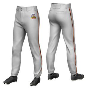 Pantalon de baseball pull-up extensible coupe classique personnalisé gris orange-noir