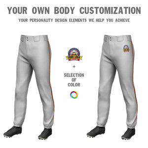 Pantalon de baseball pull-up extensible coupe classique personnalisé gris orange-noir