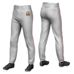 Pantalon de baseball pull-up extensible, coupe classique, personnalisé, gris blanc-rouge