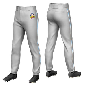 Pantalon de baseball pull-up extensible, coupe classique, personnalisé, gris, bleu clair et blanc