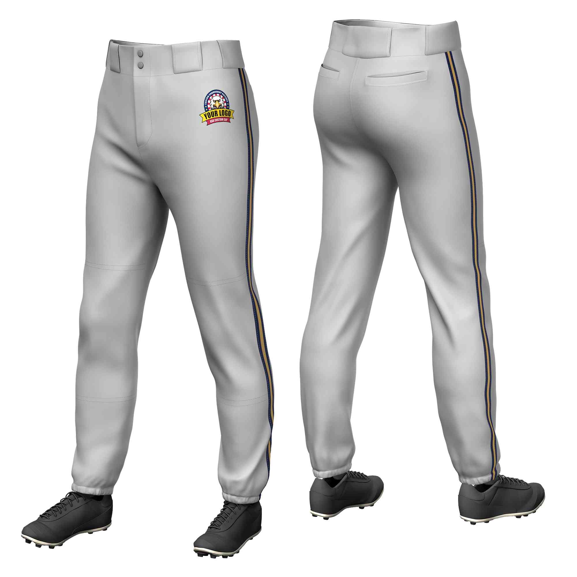 Pantalon de baseball pull-up extensible coupe classique personnalisé gris marine Old Gold-Navy