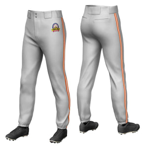 Pantalon de baseball pull-up extensible, coupe classique, personnalisé, gris, orange, blanc-orange