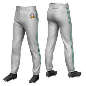 Pantalon de baseball à pull-up extensible, coupe classique, personnalisé, gris, vert Kelly, blanc-vert Kelly