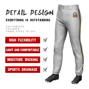 Pantalon de baseball pull-up extensible, coupe classique, personnalisé, gris, noir, or-noir