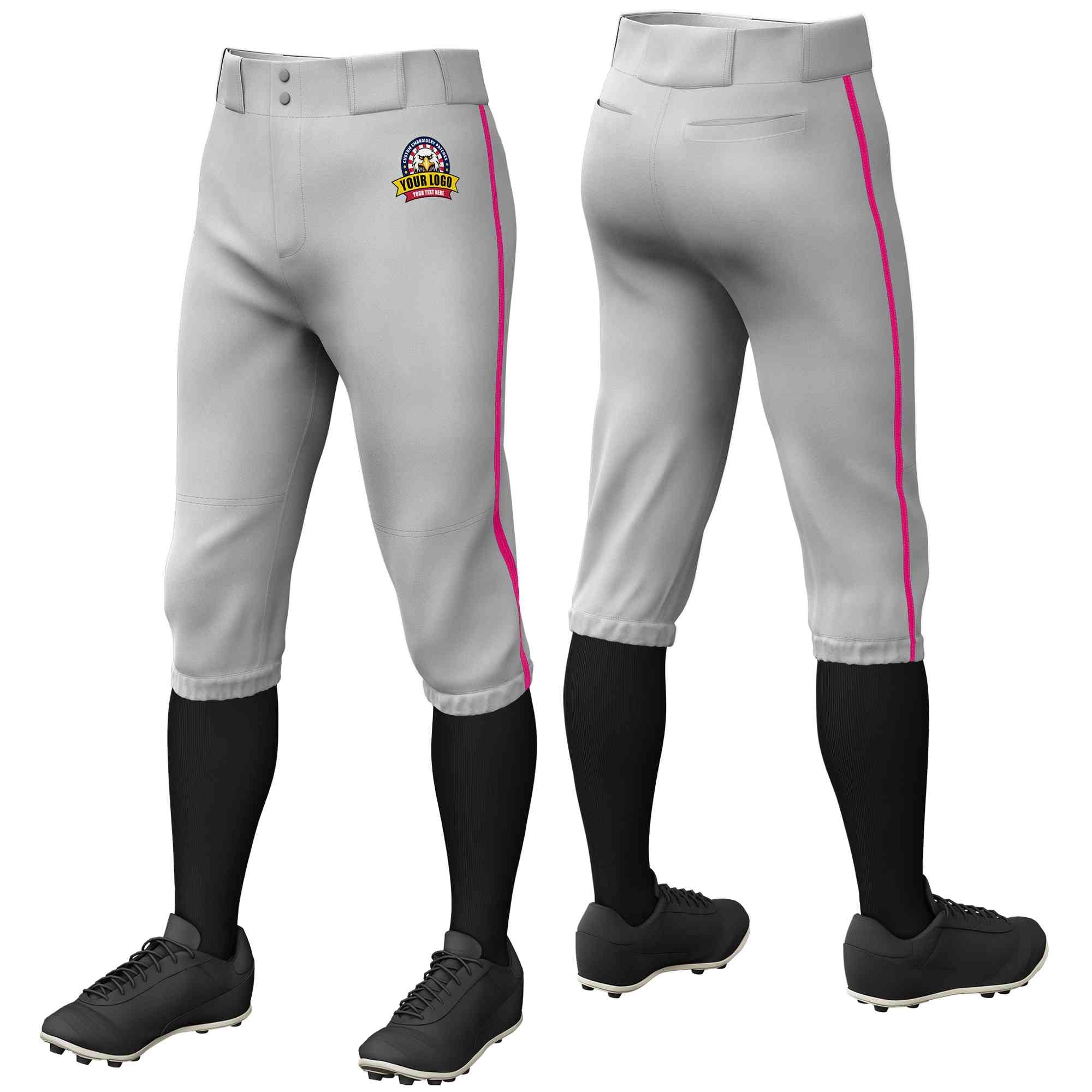 Pantalon de baseball personnalisé, gris, rose, coupe classique, culotte d'entraînement extensible