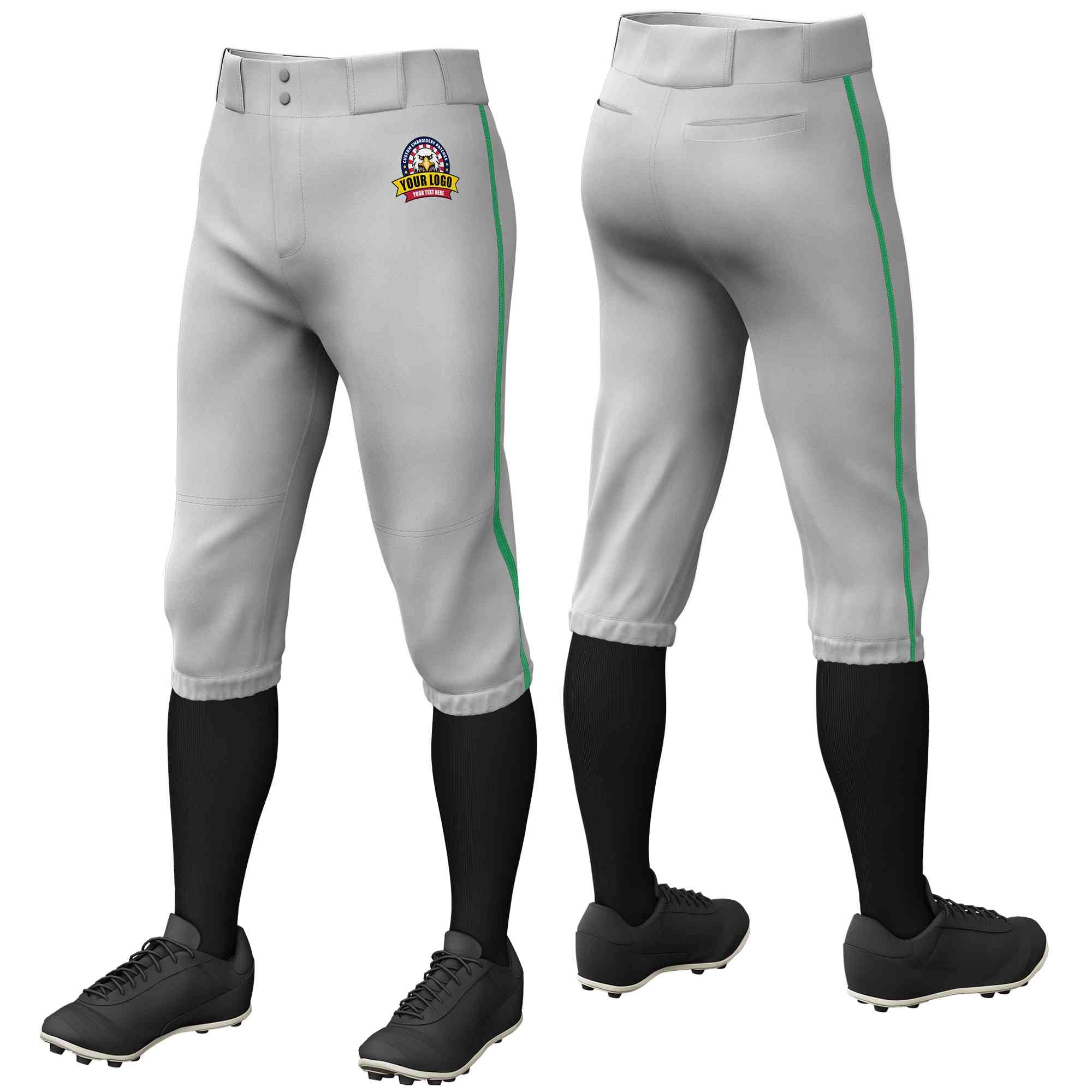 Pantalon de baseball personnalisé gris Kelly vert, coupe classique, culotte d'entraînement extensible