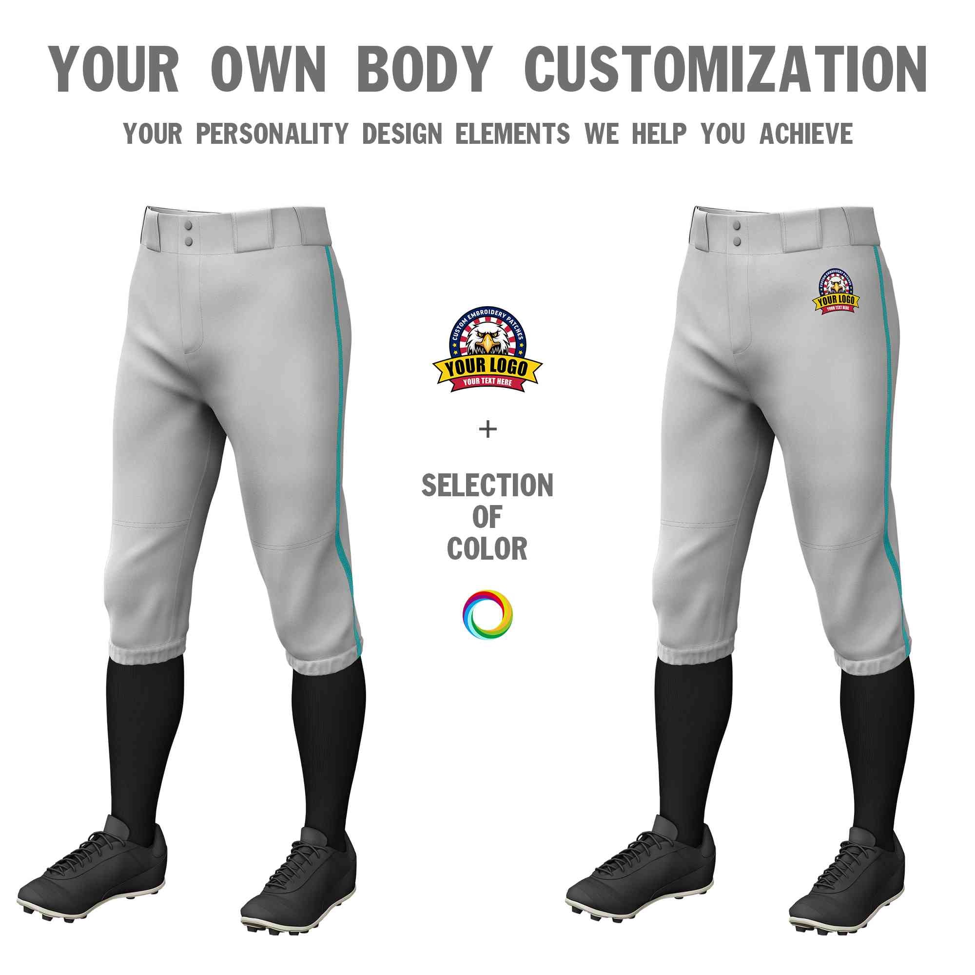 Pantalon de baseball personnalisé gris Aqua Classic Fit Stretch Practice Knickers