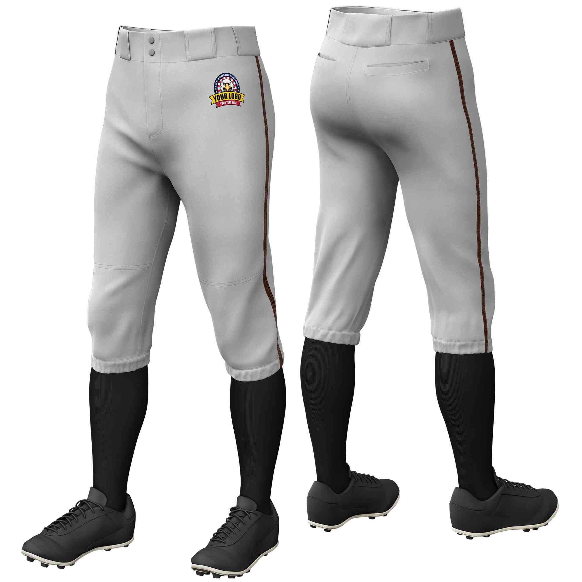 Pantalon de baseball personnalisé gris marron, coupe classique, culotte d'entraînement extensible