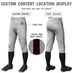 Custom Gray Brown Classic Fit Stretch Practice Knickers Baseball Pants